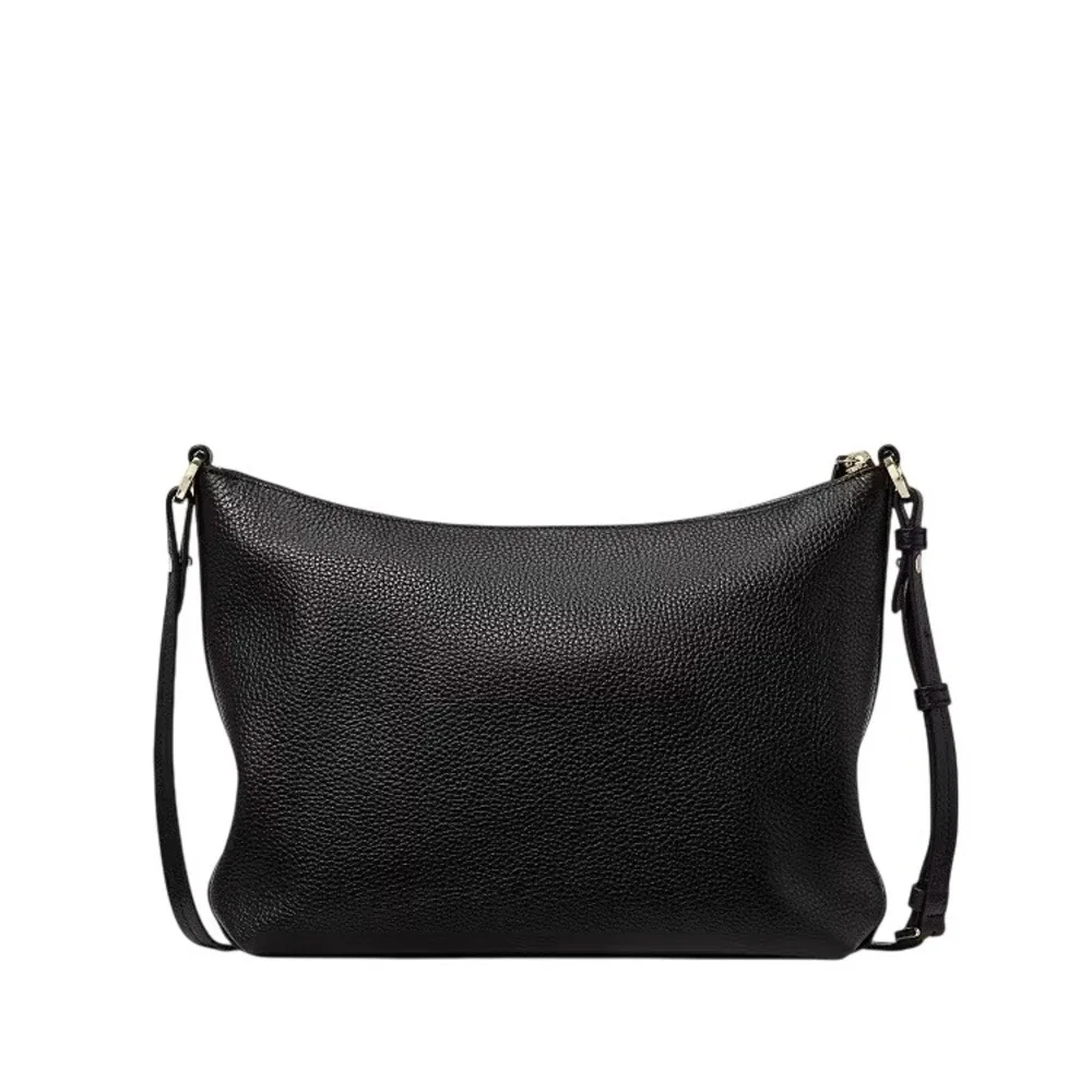 Kate Spade KP337 Black Pebbled Leather Crossbody Bag Gold Hardware New